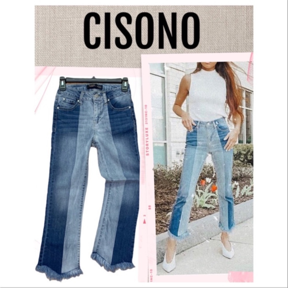 Ci Sono Women's Two-Tone Blue Flare Jeans Size 25